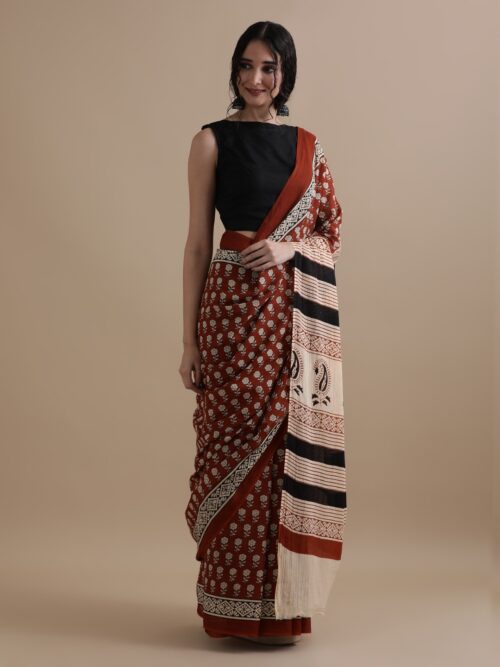 Maati-Hand Printed Mul Cotton Sarees