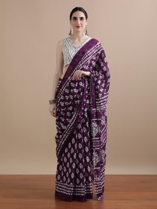 Jamuni-Hand Printed Mul Cotton Sarees