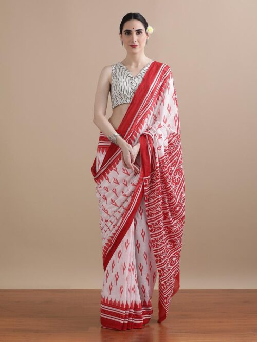 Kumud-Hand Printed Mul Cotton Sarees