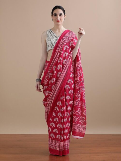Palash-Hand Printed Mul Cotton Sarees
