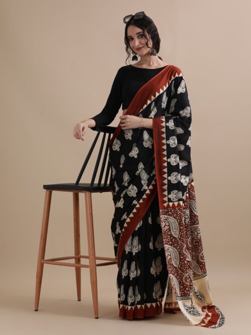 Shyaama-Hand Printed Mul Cotton Sarees