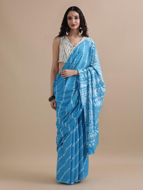 Akasini-Hand Printed Mul Cotton Sarees