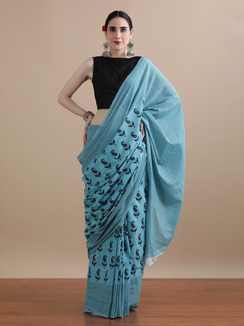 Nilakshi-Hand Printed Mul Cotton Sarees