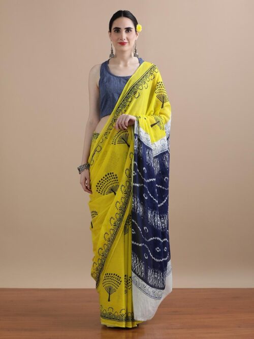 Surabhi-Hand Printed Mul Cotton Sarees