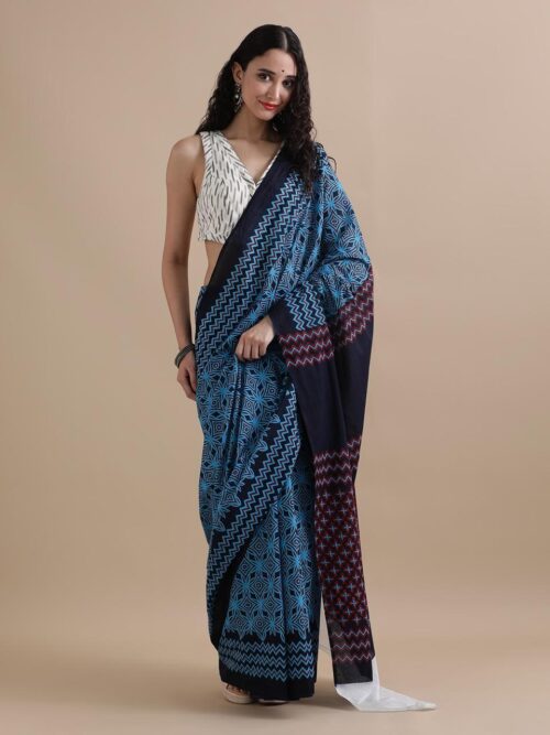 Neelaya-Hand Printed Mul Cotton Sarees