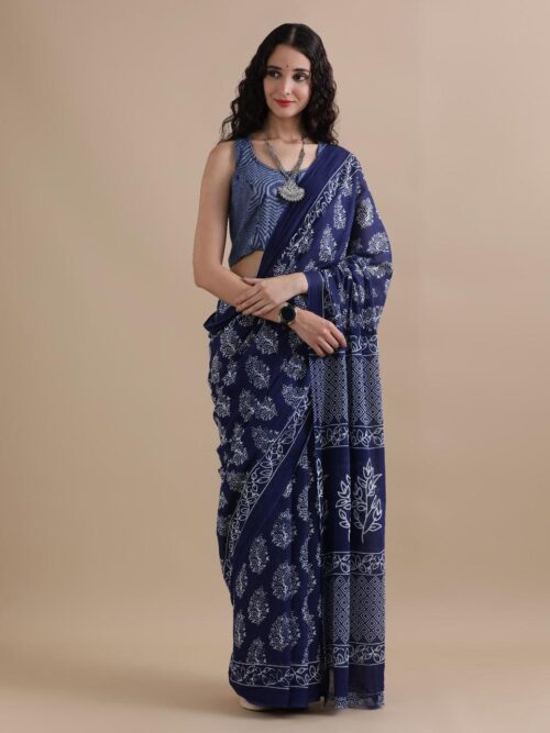 Chandrika-Hand Printed Mul Cotton Sarees