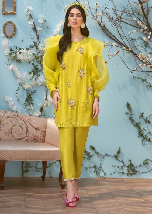 Sunlit Bloom Handwork Kurta with Pants