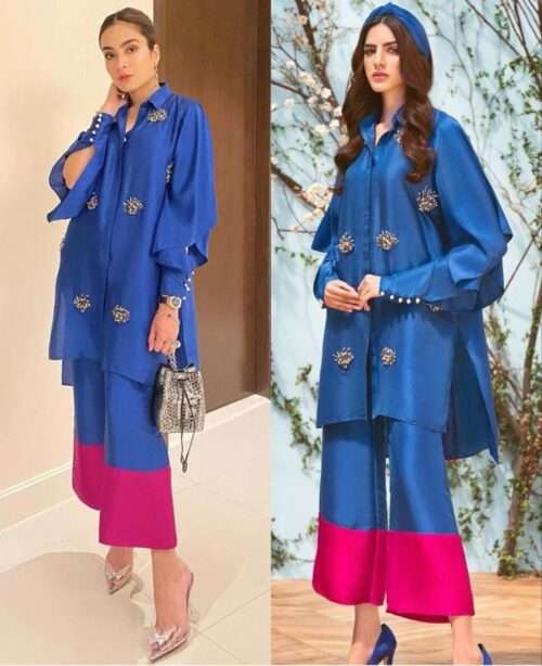 Royal Contrast Handwork Kurta with Plazo