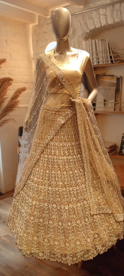 Golden Glamour Net Lehenga Set