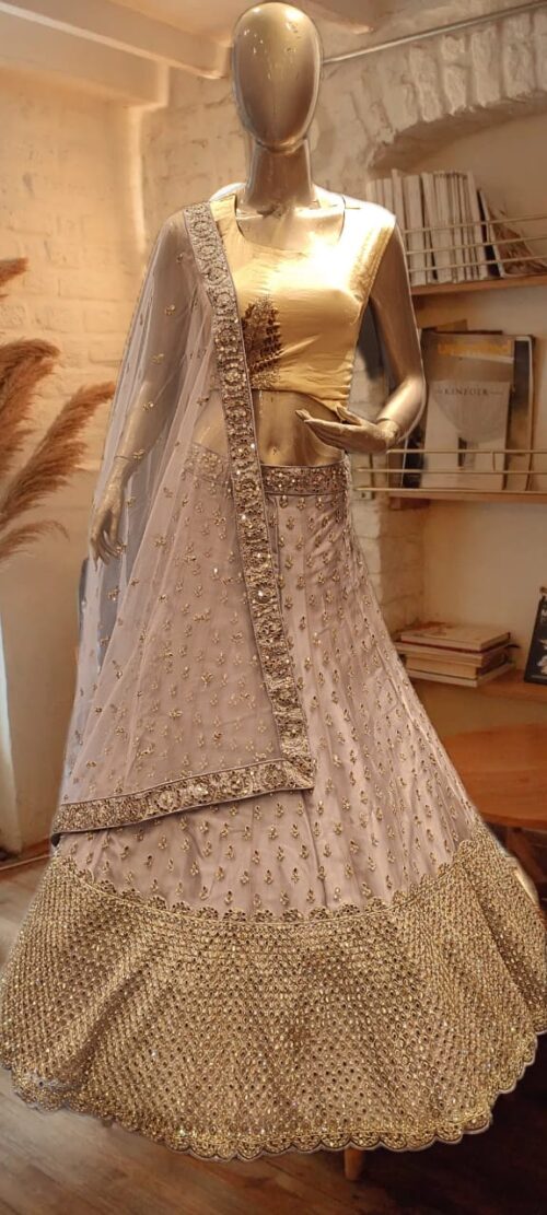 Ivory Elegance Mirror Work Lehenga