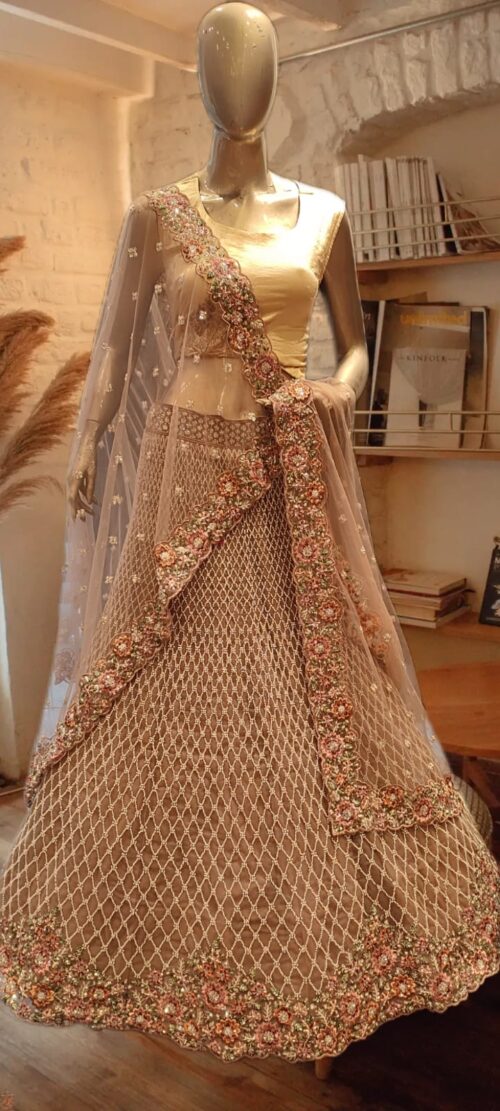Champagne Bloom Silk Lehenga Set