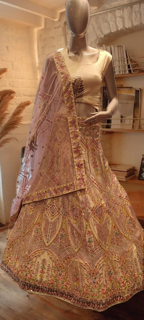 Blush Gold Embellished Net Lehenga
