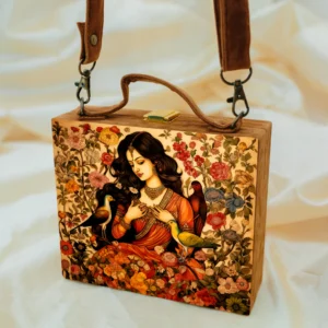 Indian Girl Printed Suitcase Style Clutch