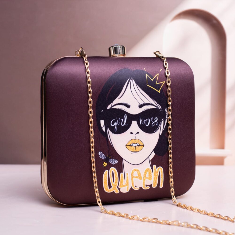Girl Boss Print Clutch