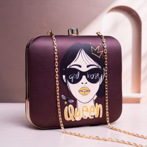 Girl Boss Print Clutch