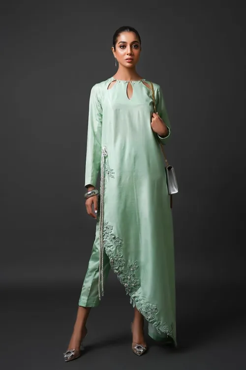 Celestial Mint Asymmetric Kurta Set