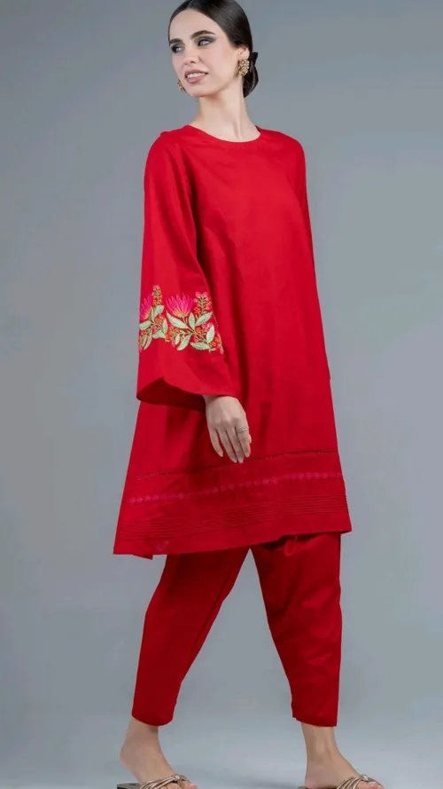 Crimson Blossom Kurta Set