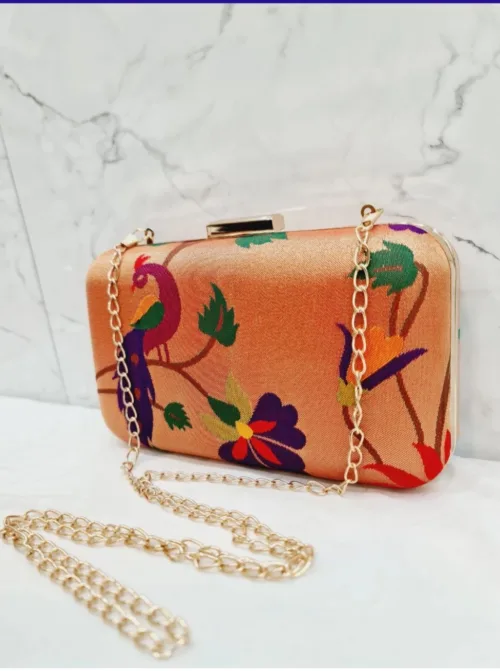 Mayur Pushp Paithani Clutch