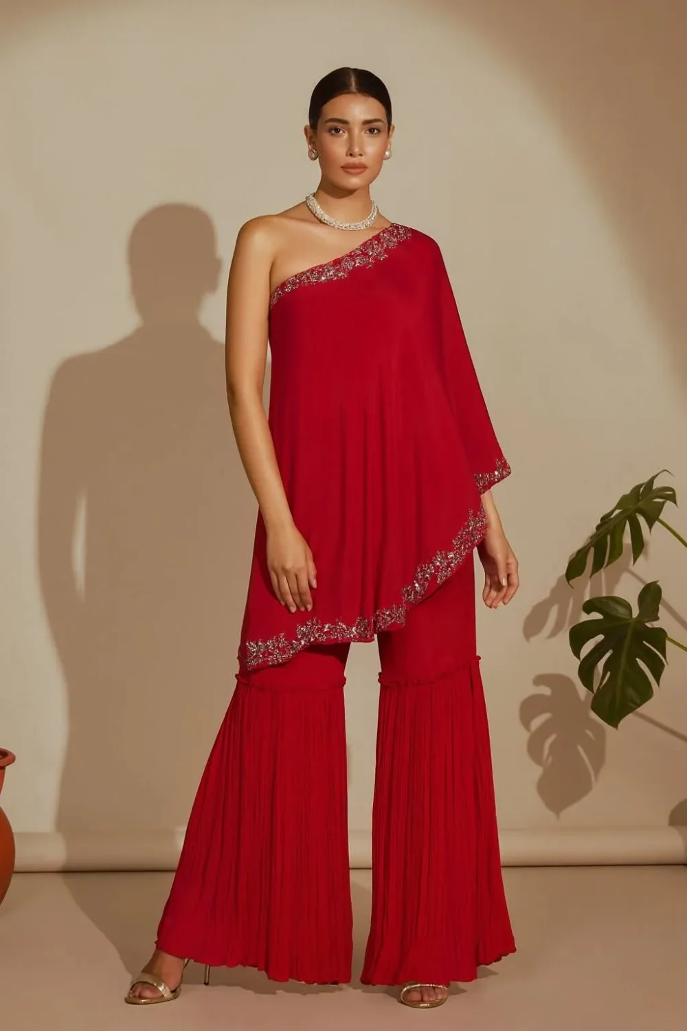 Scarlet Seraphina One-Shoulder Set