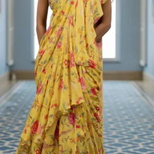 Yellow Ruffle Saree