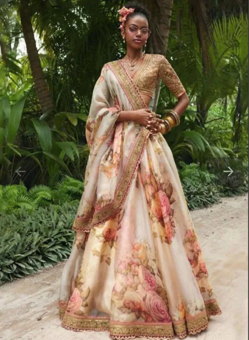 Rosé Garden Organza Lehenga