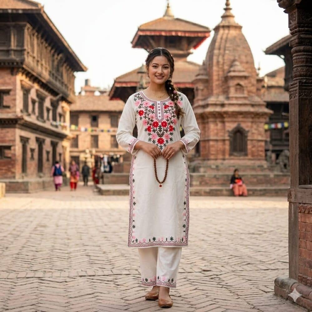 Noor Aari Cotton Kurta Set