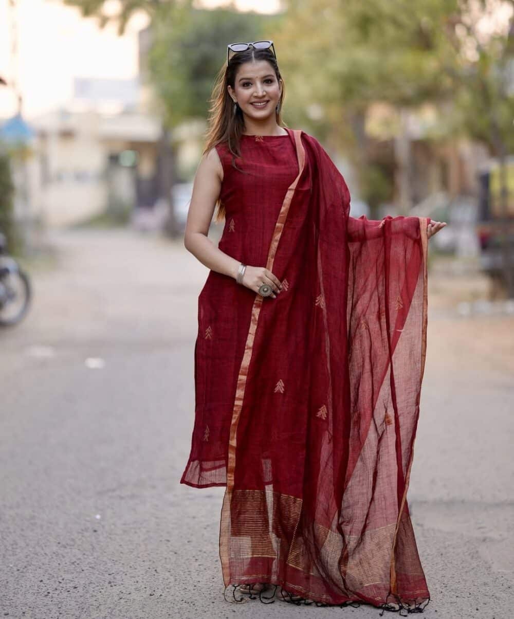 Maroon Muse Halter Kurti Set