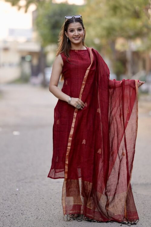 Maroon Muse Halter Kurti Set