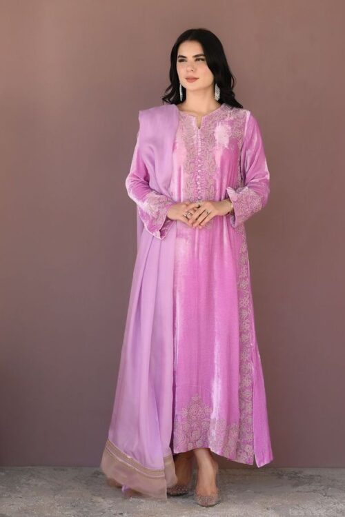 Designer Pink Embroidered Kurta Set for Women