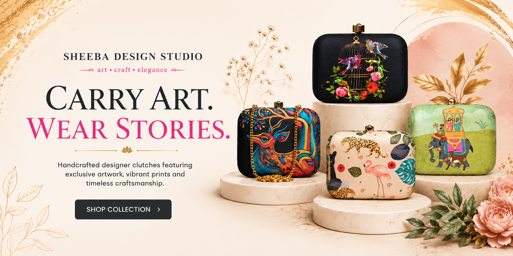 Handcrafted designer clutches by Sheeba Design Studio